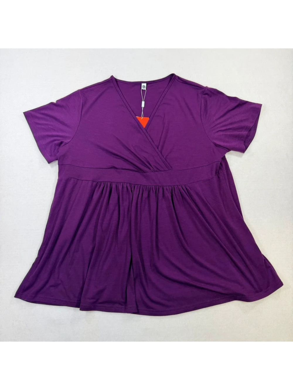 NWT Poseshe Purple Wrap V-Neck Babydoll Peplum Top 3XL